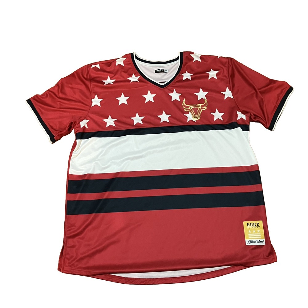 Huge Exchange Mens‎ Chicago Bulls Shirt Size: 5XL Red/white/black Polyester